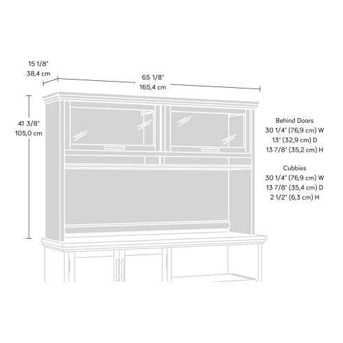 Aspen Post Office Hutch with Glass Doors in Pebble Pine Finish