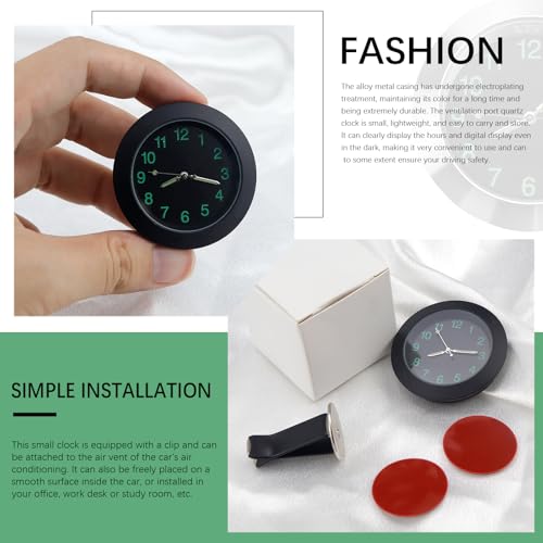 Mini Luminous Car Dashboard Clock with Vent Clip and Adhesive Base