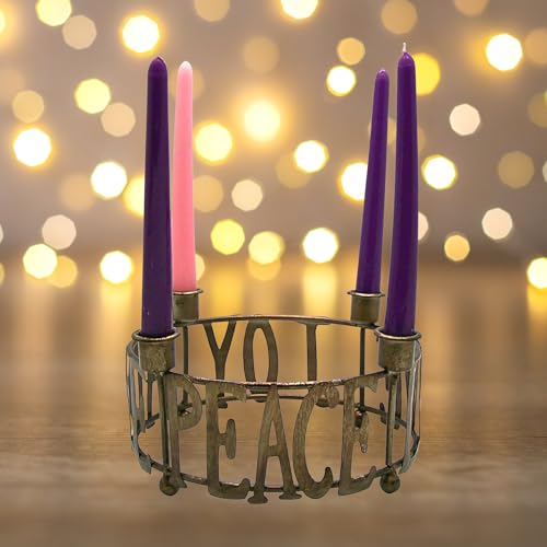 Needzo Christmas Advent Candleholder - Religious Holiday Home Decor, Metal, 8 Inches