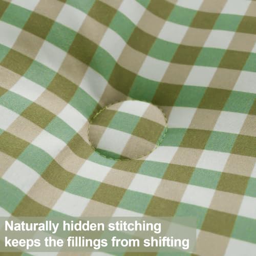 King Comforter Set Green Gingham Plaid - 3-Piece Soft Farmhouse Bedding