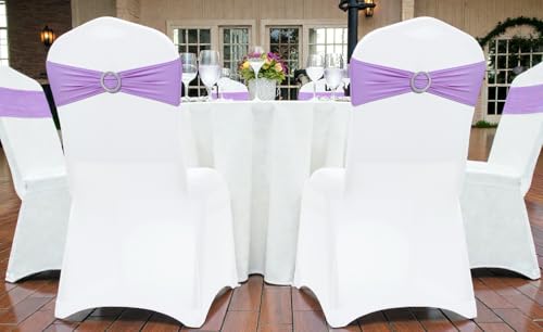 Spandex Chair Sashes with Slider Buckle - Pack of 100 Lavender Stretch Bands