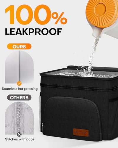 HOTOR Insulated Lunch Box & Leak-Proof Cooler Bag 9L - Black