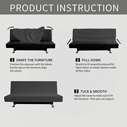 Stretch Armless Futon Slipcover - Soft Jacquard Sofa Bed Protector