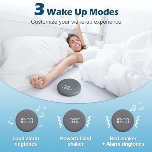 Super Loud Vibrating Alarm Clock for Heavy Sleepers - Cordless Bed Shaker