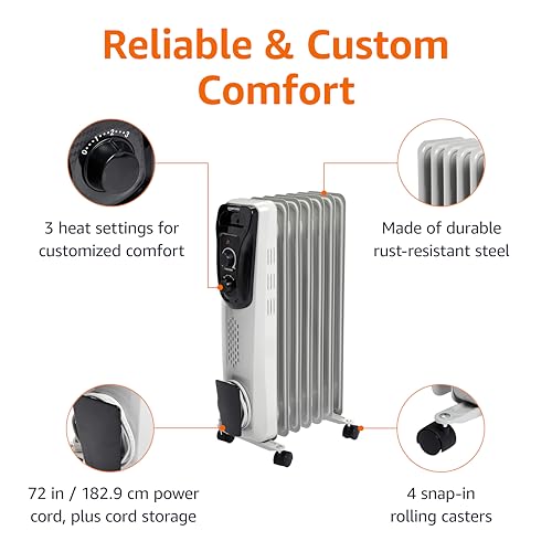 Portable Oil-Filled Radiator Heater 1500W with 7 Fins