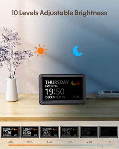 7-Inch Digital Calendar Day Clock with Date & Reminders for Seniors
