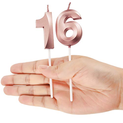 Rose Gold Birthday Number Candles for Milestone Celebrations