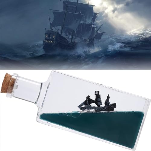 Unsinkable Pirate Ship Drift Bottle Desk Ornament Fluid Liquid Decor