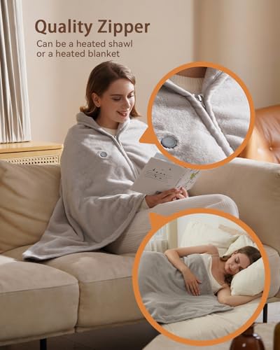 Cordless Heated Blanket with 9000mAh Battery, Faux Rabbit Fur Portable Throw