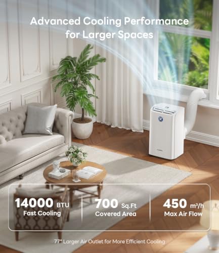 14,000 BTU Smart WiFi Portable Air Conditioner for Rooms Up to 700 Sq Ft