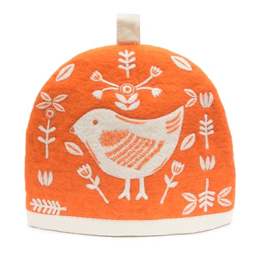 Scandi Birds Wool Teapot Cozy Cover for Large Kettles & French Press - Handmade Wool Gift