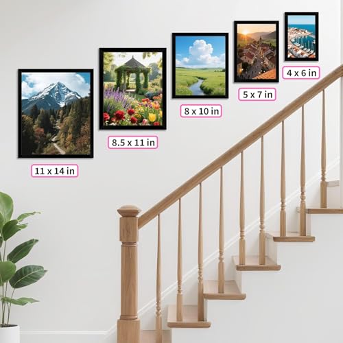 Black 8x10 Picture Frame Set of 2 - Fits 5x7 with Mat, Wall & Tabletop