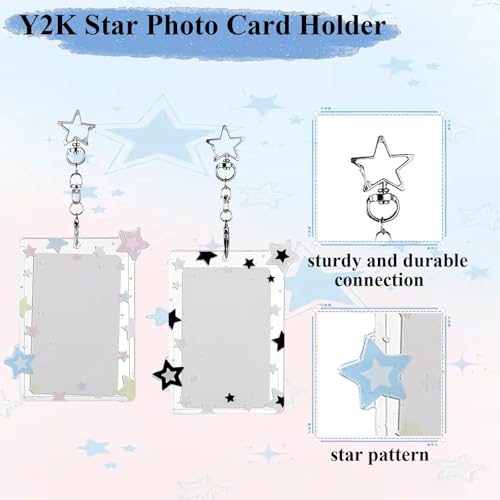 2Pcs Star Photocard Holder Keychain Transparent Acrylic Photo Display Case