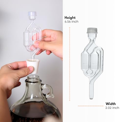 Twin Bubble Airlock and Carboy Bung 2-Pack for Fermentation