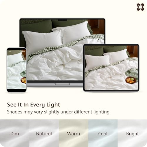 100% Washed Cotton Queen Duvet Cover Set - 3-Piece Linen-Like Texture
