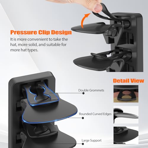 Hat Organizer for Baseball Caps - 2 Pack Adhesive Wall Hat Rack