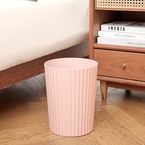 Small Round Plastic Trash Can - 1.8 Gallon Open-Top Wastebasket, Pink