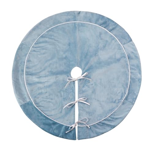 Blue and Silver Velvet Christmas Tree Skirt 36 Inch Luxury Holiday Decor