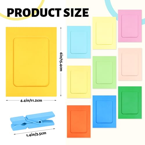 50 Pack 4x6 Paper Picture Frames with Wooden Clips and Hanging String