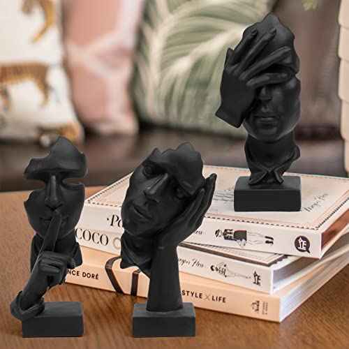 3 Pcs Thinker Statue Set, Abstract Resin Art Figurines for Home Office Decor