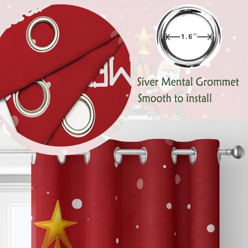 PAOPOED Christmas Room Darkening Curtains Santa Tree 52 x 96 Inches - Pack of 1