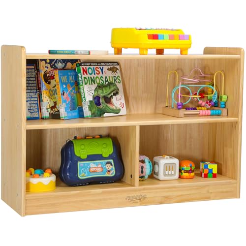 2-Tier Wooden Montessori Toy Shelf and Kids Bookshelf Organizer