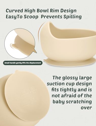 Silicone Baby Feeding Set 9-Piece Spill-Proof Suction Plate Bowl Bib Green