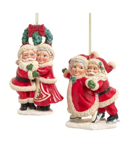 The Bridge Collection 2 Santa & Mrs. Claus Resin Ornaments, 4.25"
