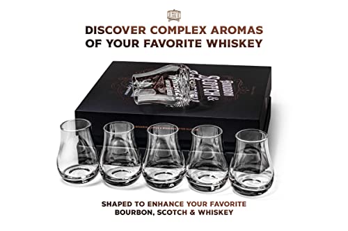 Whiskey Tasting Glasses Set of 6 – Stemless Tulip Snifters for Scotch Bourbon