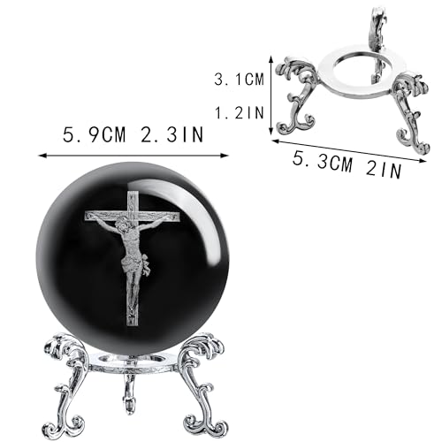 Zeershee 2.3" Jesus Crystal Ball with Triangular Stand - Cross Jesus Gift