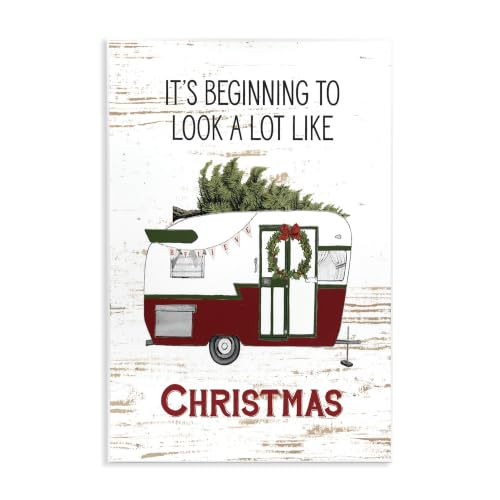 Stupell Christmas Camper Nostalgia 10 x 15 Inch Mounted Wall Plaque — 0.5" Thick Lithograph