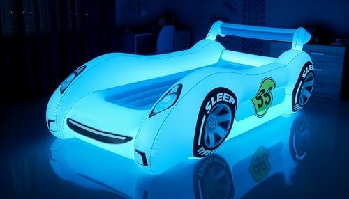 Inflatable Toddler Car Bed with LED Night Light – Portable Kids Air Mattress for Travel