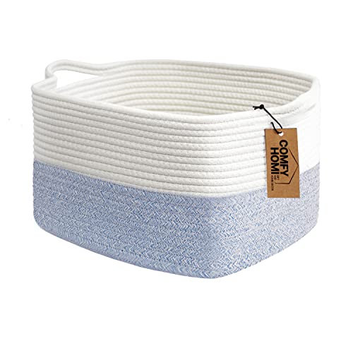 Cotton Rope Woven Storage Basket with Handles - Decorative Shelf Organizer
