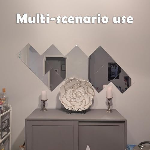 6 Pack Acrylic Mirror Tiles, 8x8 Inch Self-Adhesive Flexible Wall Mirrors