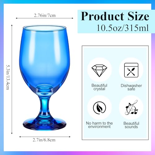 Set of 12 Cobalt Blue Water Goblets, 13.5 oz Stemmed Glassware