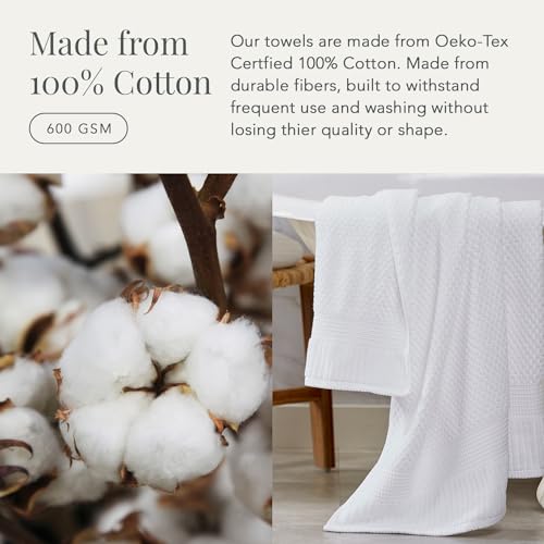 6-Piece Premium Cotton Bath Towel Set - Quick-Dry Absorbent White Towels