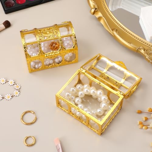 2-Piece Transparent Pirate Treasure Chest, Mini Plastic Jewelry Organizer