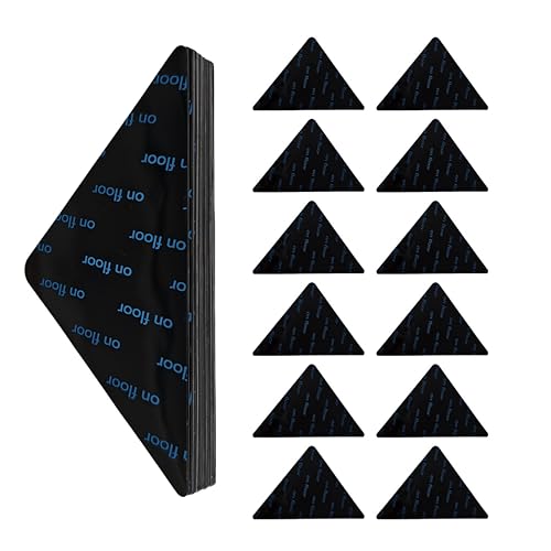 Non-Slip Rug Grippers for Hardwood Floors - 12 Pack Reusable Adhesive Pads