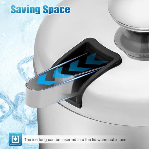 XEJMEOO 1.3L Double Wall Stainless Steel Ice Bucket with Lid & Tongs for Parties