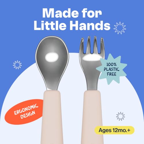 Toddler Stainless Steel Utensil Set with Silicone Handles - BPA-Free, Easy-Grip Kids Silverware