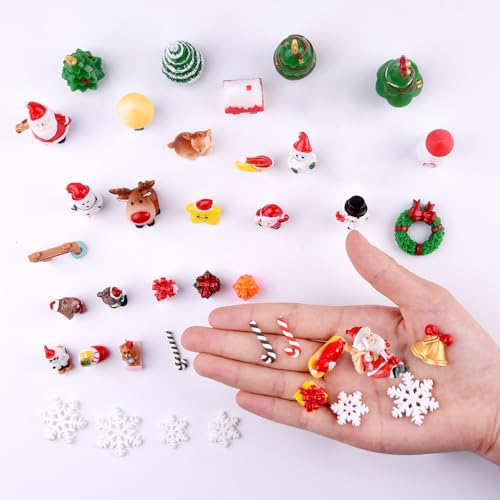 KUUQA 50 Pcs Mini Christmas Ornament Set with Trees & Figurines