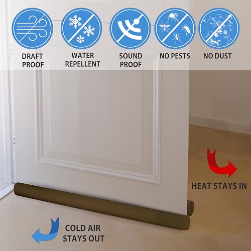 Dual Door Draft Stopper - Water Repellent Insulator, Fits 28-36 Inches