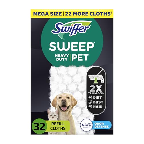 Heavy Duty Pet Dry Sweeping Cloth Refills for Floor Cleaning - 32 Count