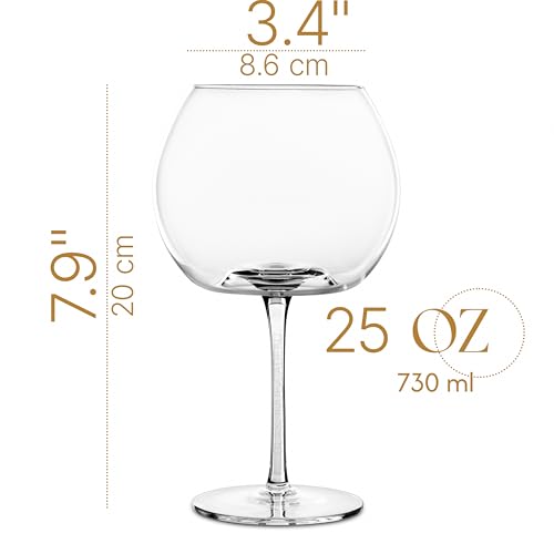 25 oz Large Copa de Balon Gin Glasses - Set of 2 Crystal Balloon Goblets