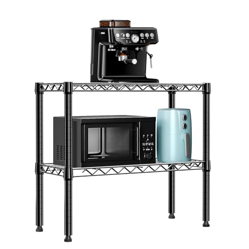 2-Tier Metal Wire Storage Rack & Shelving Unit, Black 27.6" W