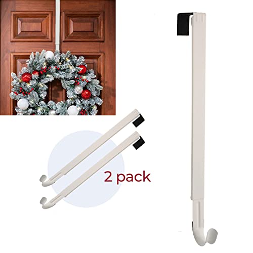 Adjustable Over the Door Wreath Hanger 2-Pack - Holds Up to 20 lbs, White
