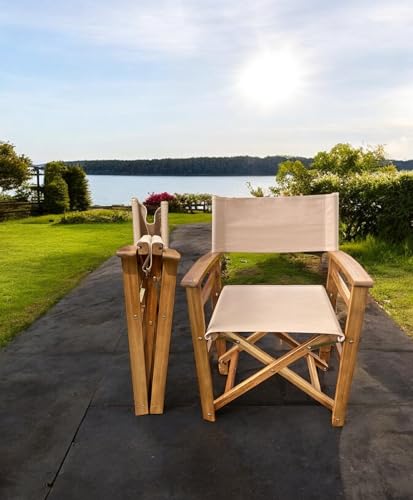 Patio Wise Wooden Folding Director's Chair - Indoor & Outdoor Portable Seating