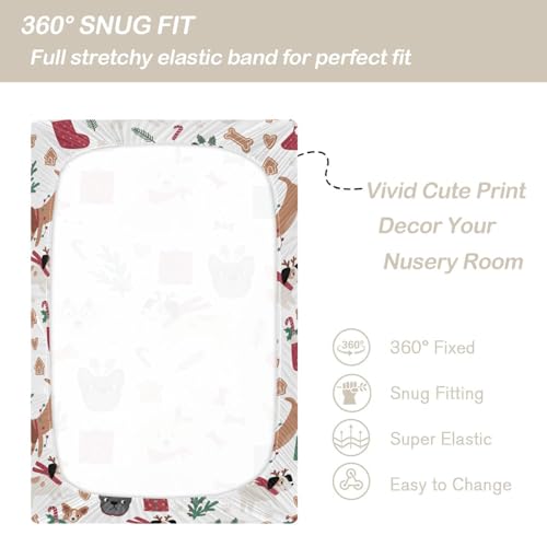 CaTaKu Multicolor Mini Crib Sheet 28x52x9in Fitted, 95% Polyester 5% Spandex