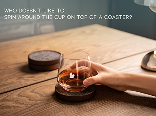 Wood Coaster Set of 6 – 4.3 Inch Absorbent Felt Cup Holders for Wooden Tables