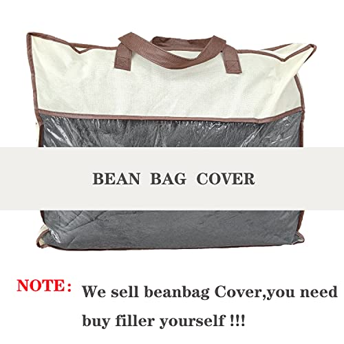 6FT Bean Bag Sofa Cover, Ultra Soft Flocked PV Fabric - Dark Gray